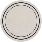 Nourison Essentials Indoor/Outdoor Ivory/Black 8' x round Area -Rug, Easy -Cleaning, Non Shedding, Bed Room, Living Room, Dining