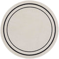 Nourison Essentials Indoor/Outdoor Solid Bordered Ivory/Black 6' X Round Area Rug, Easy Cleaning, Non Shedding, Bed Room, Living