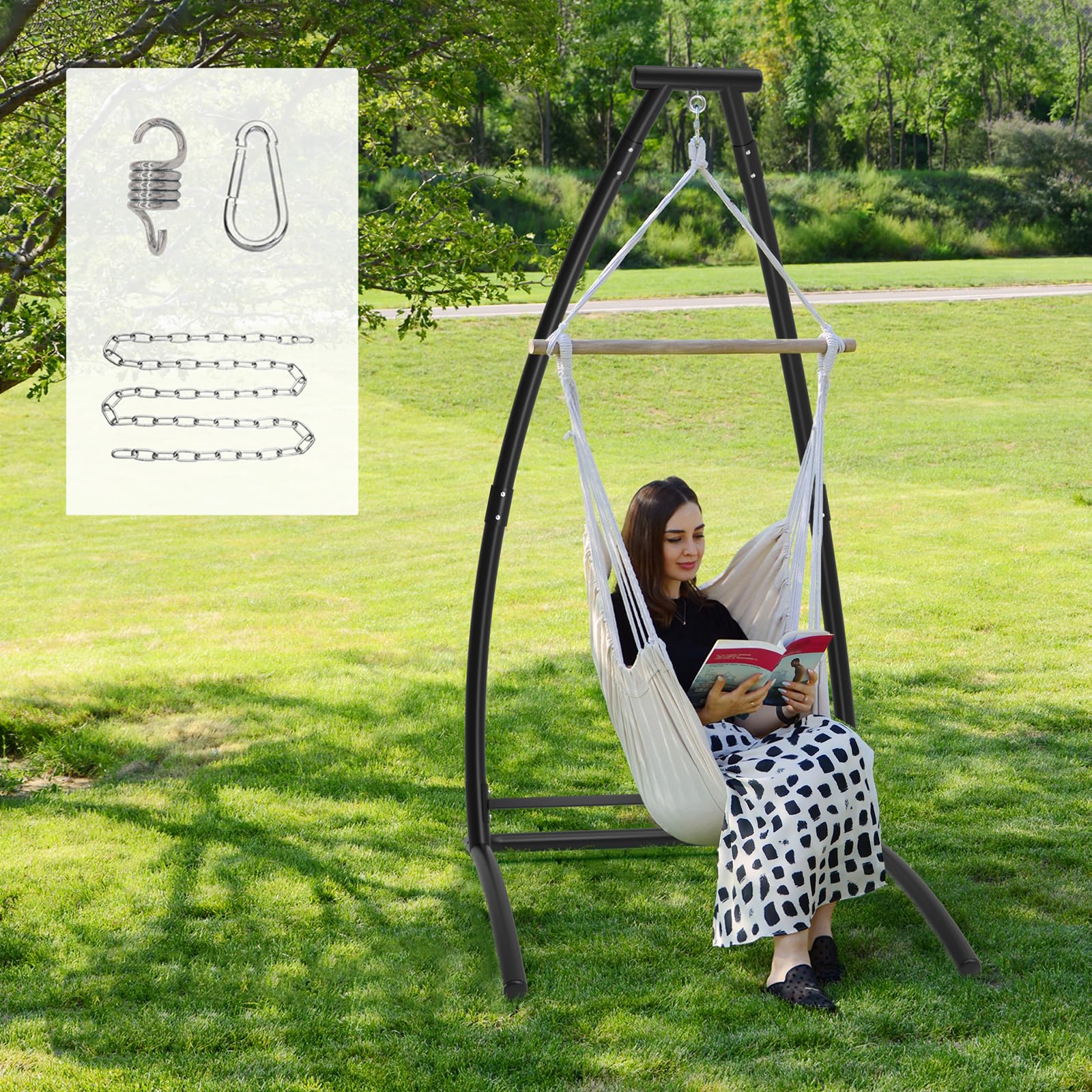G Taleco Gear C-Type Hammock Chair Stand, Heavy Steel Hanging Hammock Chair Stand, Suitable For Indoor And Outdoor Hammock Stand