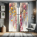 Ambesonne Spring Window Curtains, Farmhouse Dream Theme Lavenders Blooming Flowers With Abstract Stripes, Lightweight Decorative