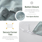 Simple&Opulence 100% Linen Duvet Cover Set, 3 Pcs Pure Natural French Flax Dusty Blue Duvet Cover Queen Size, Breathable Soft Co