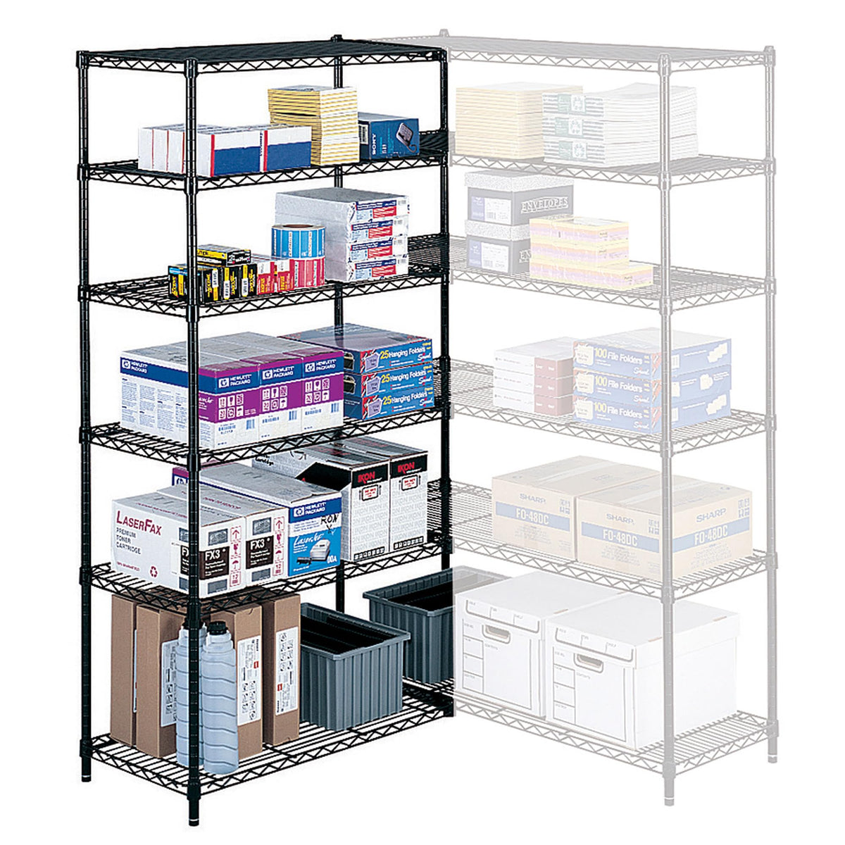 Safco Products Industrial Wire Shelving Starter Unit 36&quot;W x 18&quot;D x 72&quot;H (Add-On Unit and Extra Shelf Pack sold separately), Black