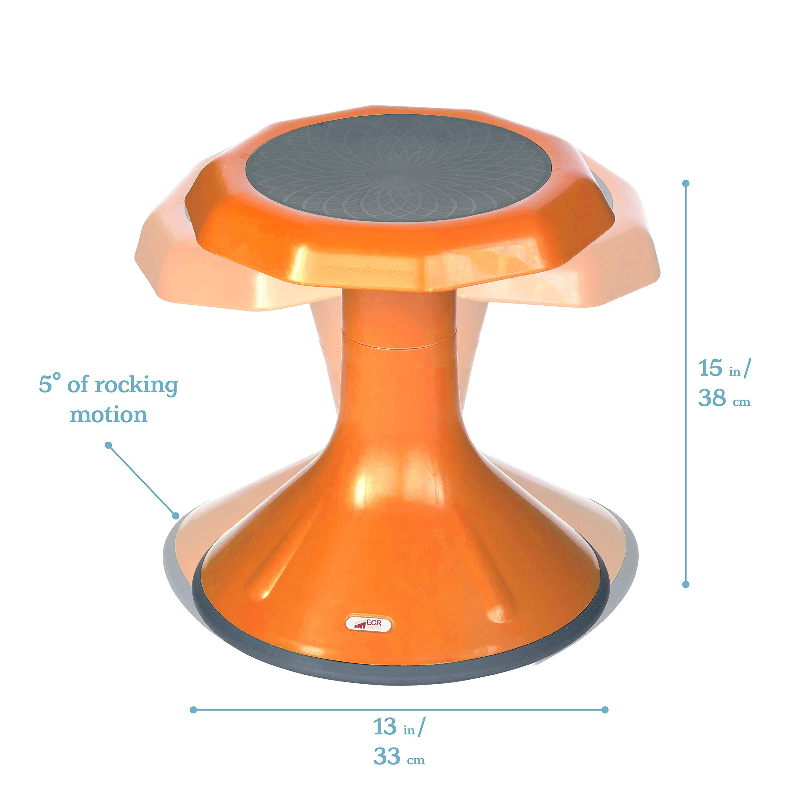 Ecr4Kids Ace Active Core Engagement Wobble Stool, 15-Inch Seat Height, Flexible Seating, Orange