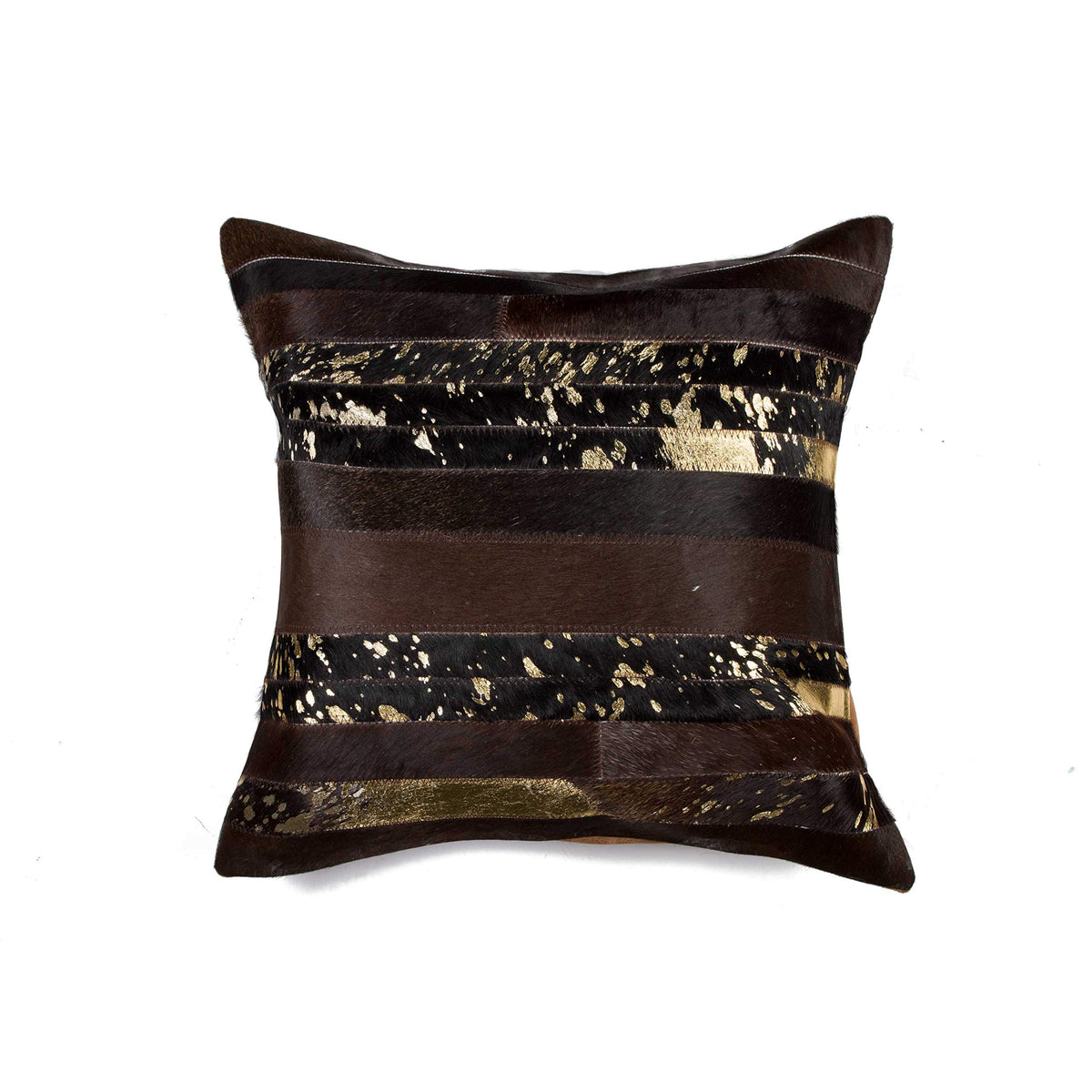 HomeRoots Chocolate & Gold Cowhide, Microsuede, Polyfill 18' X 18' X 5' Chocolate and Gold Pillow