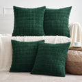 Miulee Pack Of 4 Dark Green Corduroy Decorative Throw Pillow Covers 18X18 Inch Soft Boho Striped Pillow Covers Modern Farmhouse Home Decor For Sofa Living Room Couch Bed