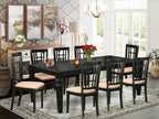 East West Furniture LGNI9-BLK-C 9 Piece Dining Room Furniture Set Includes a Rectangle Kitchen Table with Butterfly Leaf and 8 Linen Fabric Upholstered Chairs, 42x84 Inch, Black