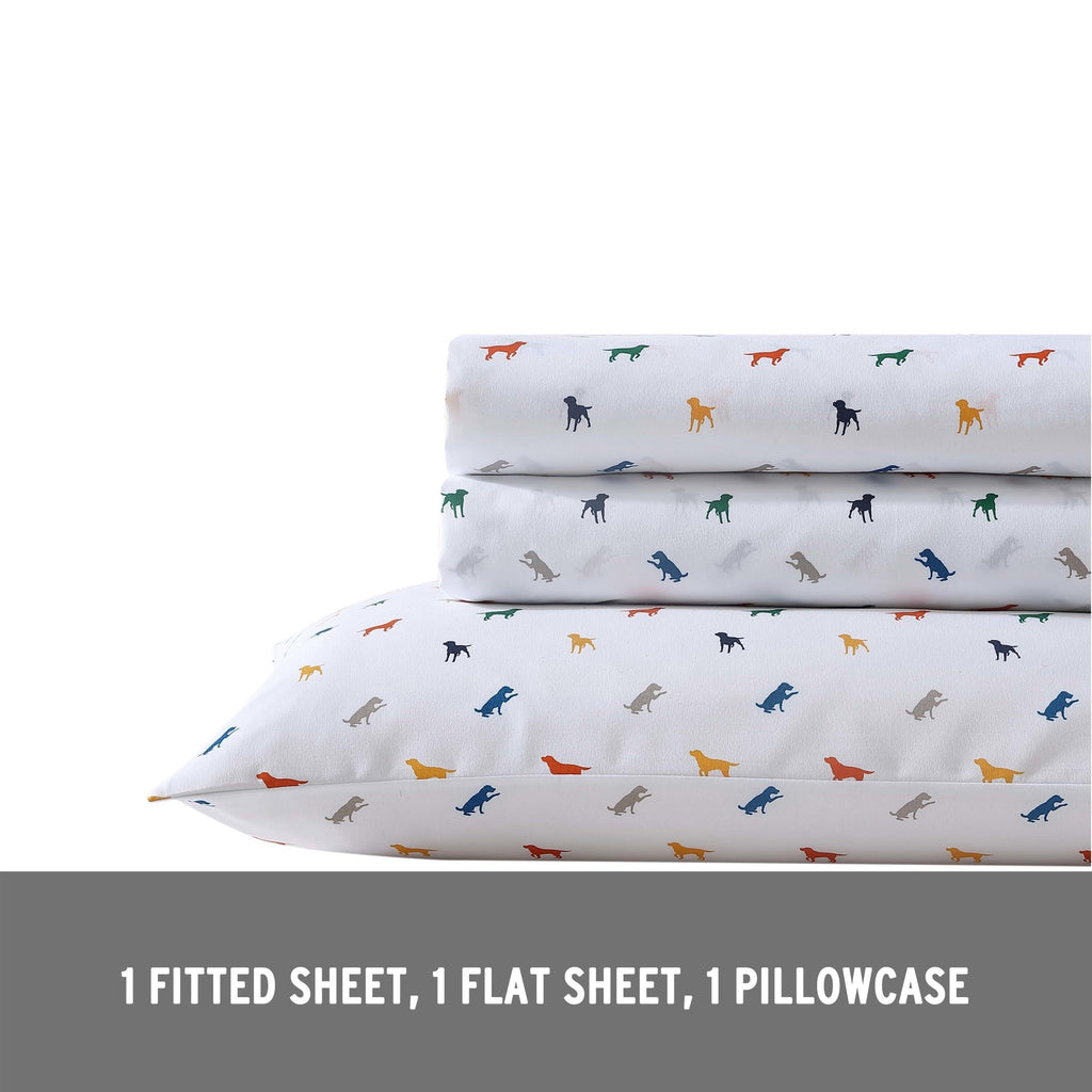 Eddie Bauer Kids - Twin Sheets, Stain Resistant Kids Bedding, Ideal For Toddler Bedding Set (Buddy The Dog White, Twin)