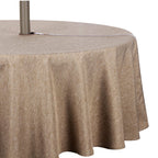 Youngseahome Outdoor Tablecloth Wrinkle-Free Stain Resistant Waterproof Polyester Fabric Table Cover With Zipper Umbrella Hole For Picnic/Party/Dinner/Patio Garden(70Inch Round,Zippered,Flax)