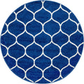 Unique Loom Trellis Frieze Collection Area Rug - Rounded (4 1 Round, Navy Blue/ Ivory)