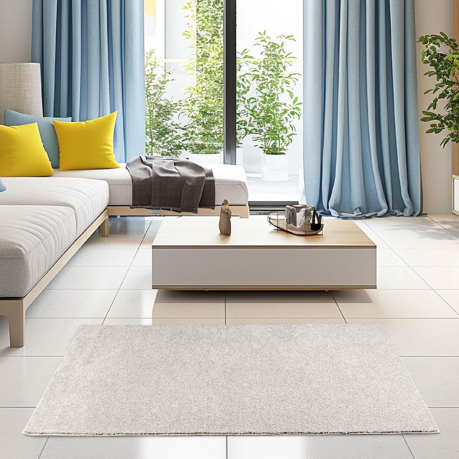 Pet Friendly Solid Color Area Rugs Off White - 3' Square, Indoor, Stain Resistant, Perfect For Living Room, Bedroom, Dining Room