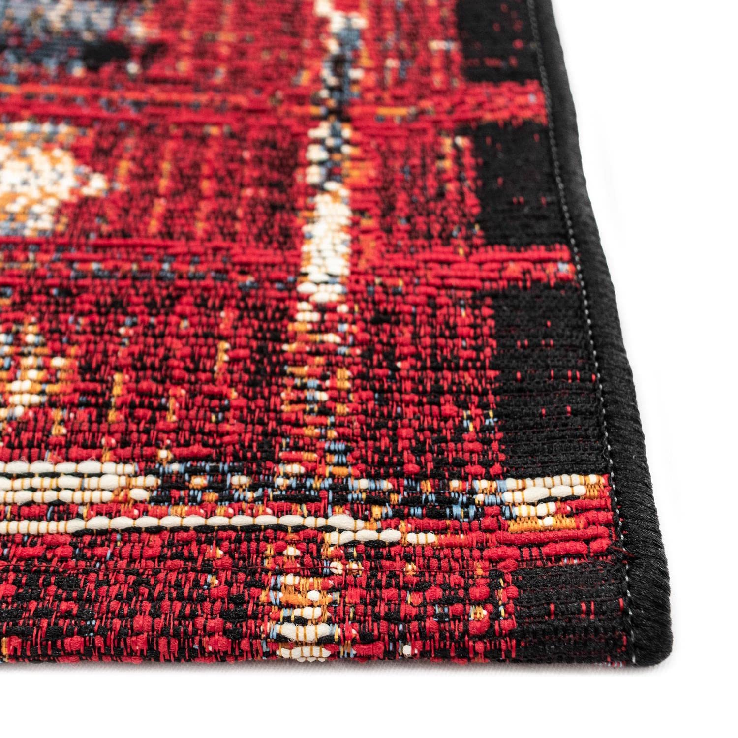 Liora Manne Marina Low Profile Durable Indoor/Outdoor Woven Rug- Tribal Stripe Red 1'11' X 7'6'