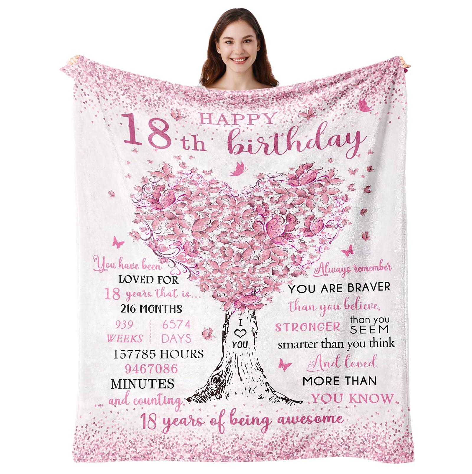 18Th Birthday Gifts For Girls, 18Th Birthday Decorations, 18Th Birthday Blanket 50'X60', 18 Year Old Girl Birthday Gifts, Gift
