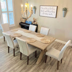 Colamy Upholstered Fabric Dining Chairs Set Of 6, High Back Padded W/Nailed Trim & Solid Wood Legs, Classic Parsons Side Chair For Home/Kitchen/Living Room-Beige