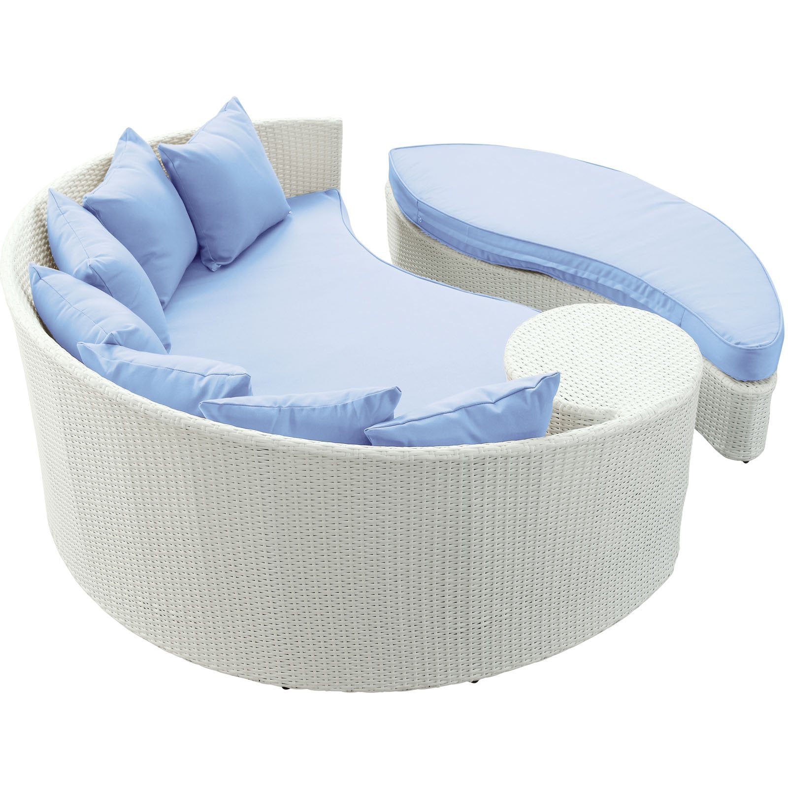 Lexmod Taiji Outdoor Wicker Patio Daybed With Ottoman - Thumbnail 3