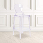 Flash Furniture Theo Ghost Barstool with Tear Back in Transparent Crystal