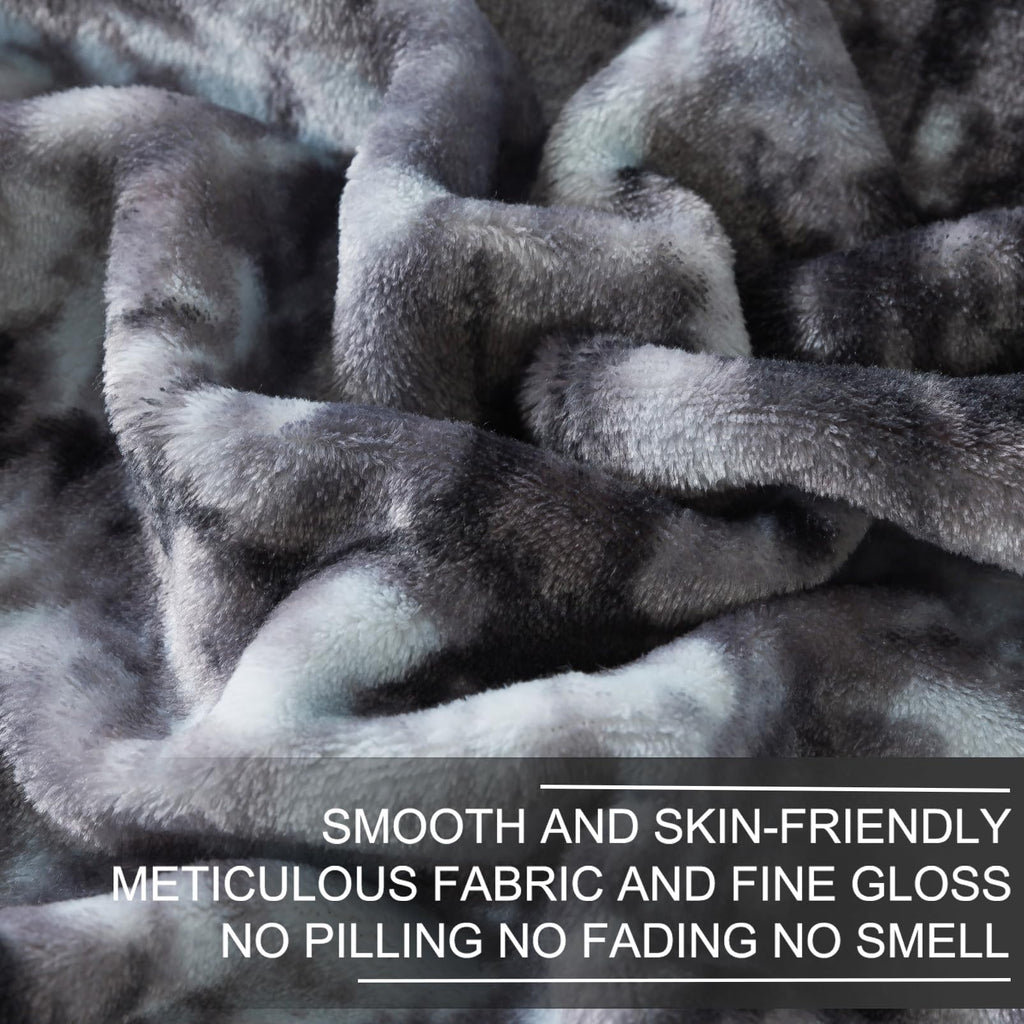 Richave Fuzzy Blanket Twin Size - Tie Dye Grey,Premium Lightweight Anti-Static, Plush And Furry Faux Fur, Reversible Queen Blankets For Twin/Twin Xl Extra Long Bed, 66X90 Inches,Tie Dye Grey