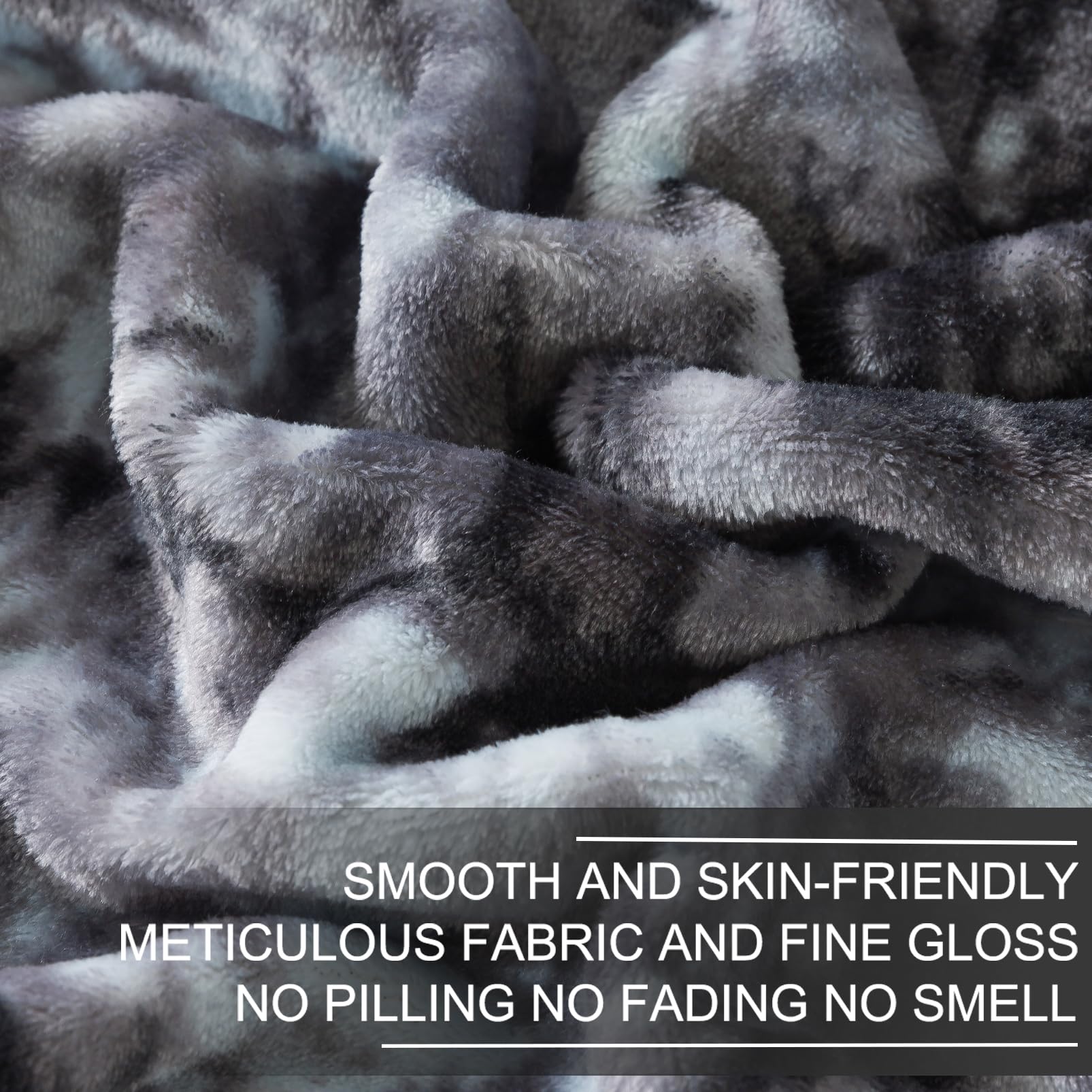 Richave Fuzzy Blanket For Couch - Tie Dye Grey,Premium Lightweight Anti-Static, Cozy And Furry Faux Fur, Reversible Throw Blankets For Sofa And Bed, 50X60 Inches,Tie Dye Grey