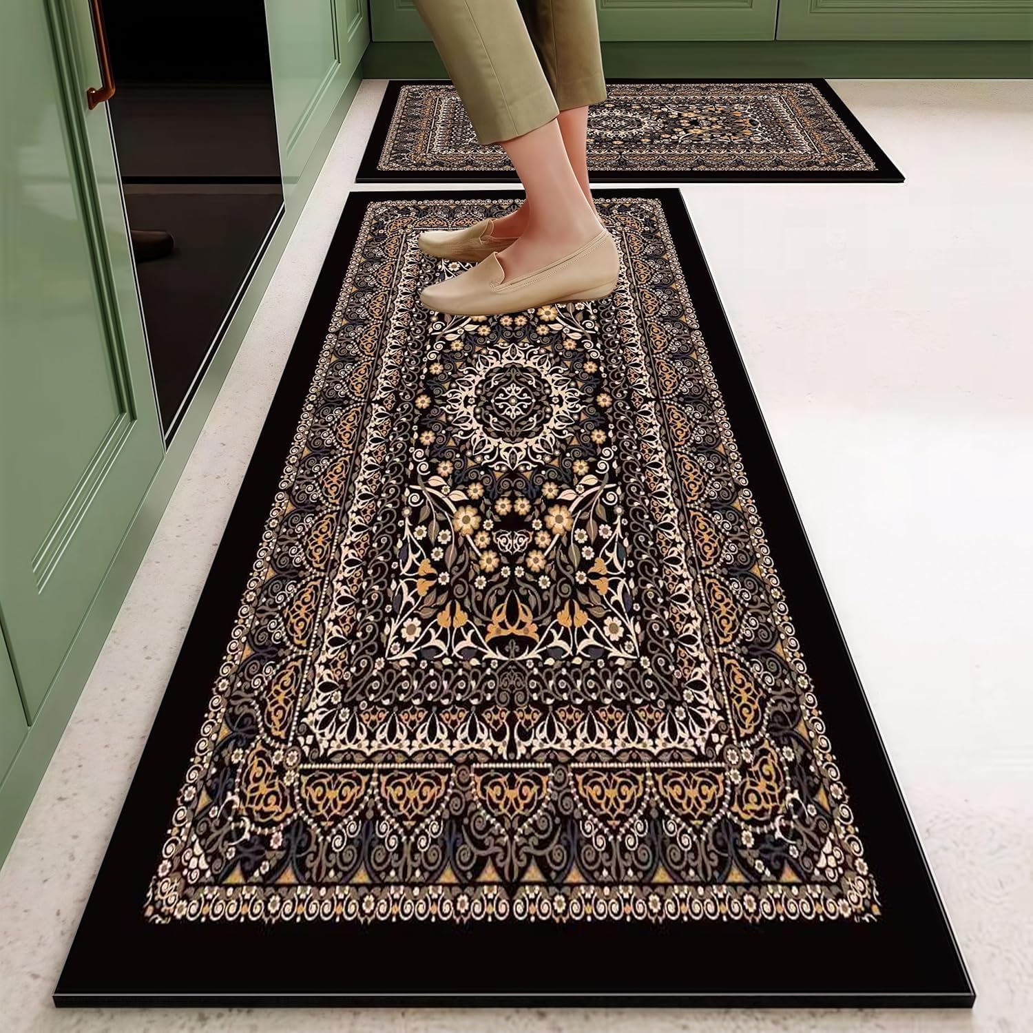 AWOKZA Kitchen Mats Rugs Sets NonSlip Washable Floor Carpet Bedroom Mats Sets Soft Super Absorbent Anti Fatigue Mat Runner Set 