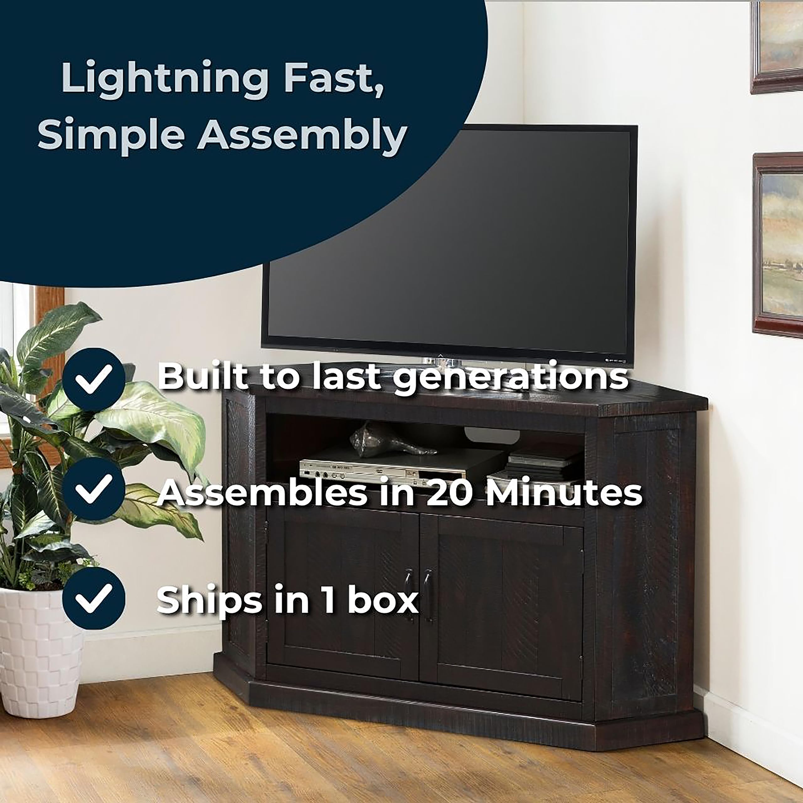 Martin Svensson Home Tv Stand - Rustic Espresso Entertainment Center - Farmhouse Style - Large Versatile Cabinet Provides Ample Storage