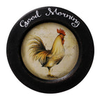 CVHOMEDECO. Rooster Decorative Plate Country Distressed Round Display Wooden Plate Home D  cor Art, 11-1/4 Inch
