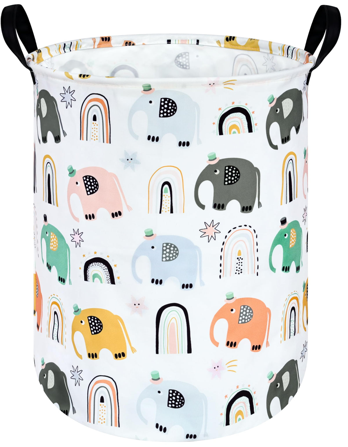 ACMUUNI19.7 Inch Elephant Kids Laundry Basket Clothes Basket Laundry Hamper with Handles, Storage Basket for Boys Girls Toys Roo