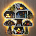 LED Mushroom Decor Cute Mushroom Floating Shelves, Crystal Shelf Display for Wall, Rock Gem Stone Storage Organizer, Trinkets Ho