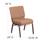 Flash Furniture Hercules Series 21''W Church Chair In Caramel Fabric With Cup Book Rack - Copper Vein Frame