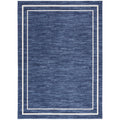 Nourison Essentials Indoor/Outdoor Solid Bordered Navy/Ivory 6 x 9 Area -Rug, Easy -Cleaning, Non Shedding, Bed Room, Living R