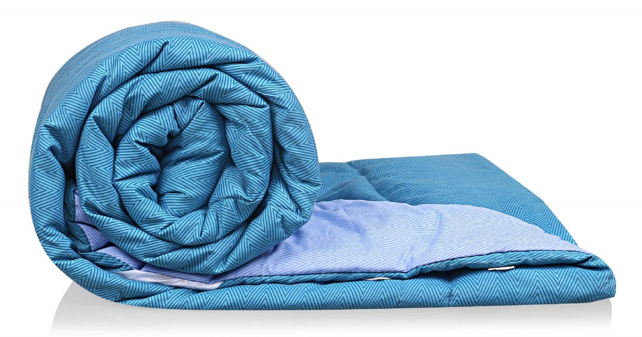 Kuber Industries Microfibre Printed Reversible Comforter, Double (Sky Blue& Sea Green, 150 Gsm)Ctktc33141