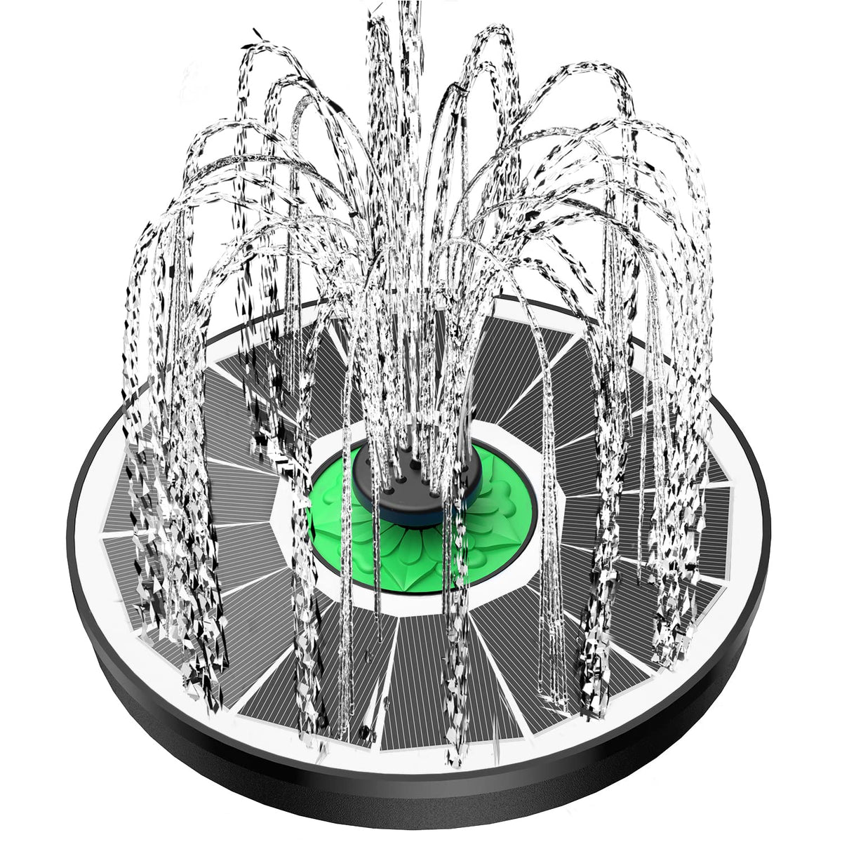 Yzert Solar Fountain For Bird Bath Full Glass Panel No Battery, 3.5W Solar Bird Bath Fountains With 4 Fixed Rods & 8 Nozzles, So