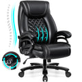 Big And Tall 500Lbs Office Chair,Heavy Duty Large Pu Leather Executive Desk Chair With Wide Seat, Adjustbale Ergonomic Lumbar Su