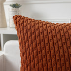 Kevin Textile Throw Pillow Covers Soft Corduroy Decorative Set Of 2 Boho Striped Pillow Covers Pillowcases Farmhouse Home Decor For Couch Bed Sofa Living Room 18X18 Inch Rust Brown