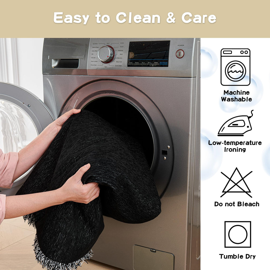 Mysky Home Black Chenille Sofa Slipcover Couch Covers For Sectional L Shaped Couch Pets Protector Furniture Covers Futon Cover S