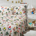 Great Bay Home 4 Piece 100% Turkish Cotton King Christmas Flannel Sheet Set | Kids Holiday Printed Bedding Sheets & Pillowcases