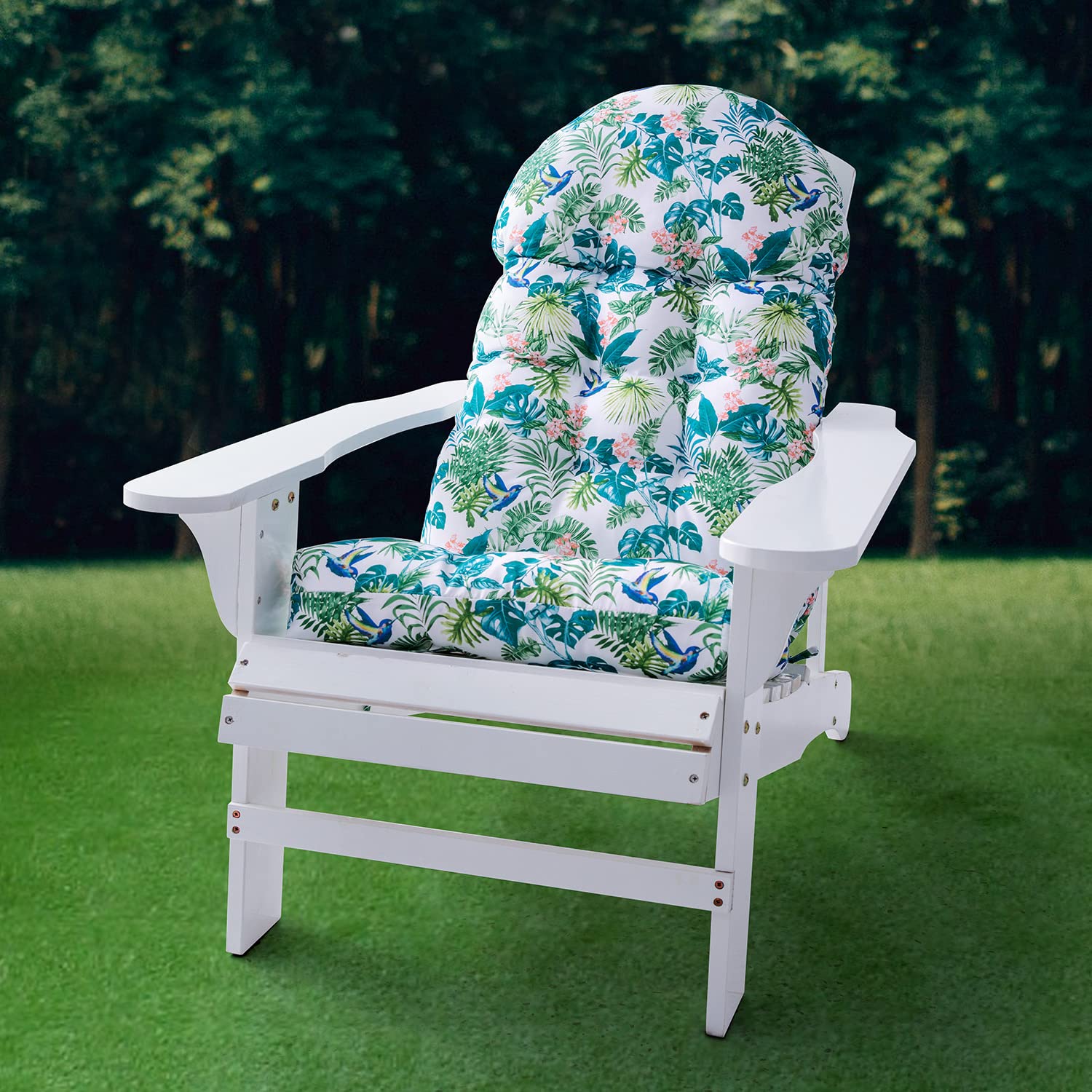 Enipate Tropical Print Adirondack Chair Cushions, Weather Resistant Patio Chair Polyester Seat Cushion, Tufted Thicken Outdoor H