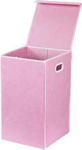 Simple Houseware Foldable Laundry Hamper Basket with Lid, Pink