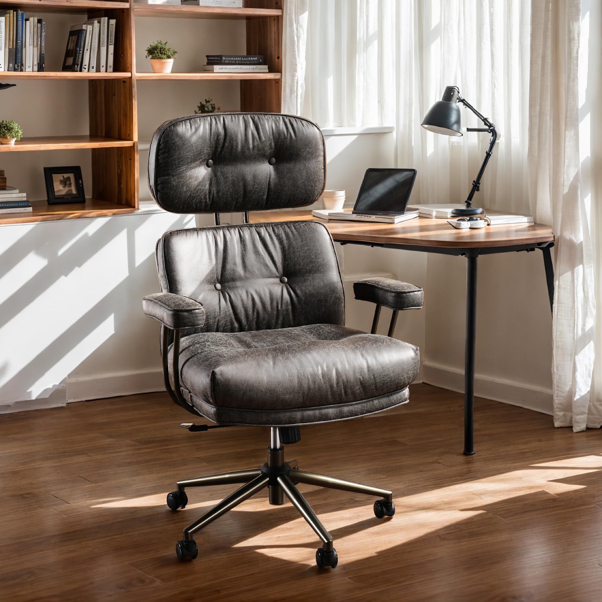 Caodoc Big And Tall Office Chair, Ergonomic Computer Desk Chairs, Executive Breathable Suede Chair With Adjustable High Back, Lu