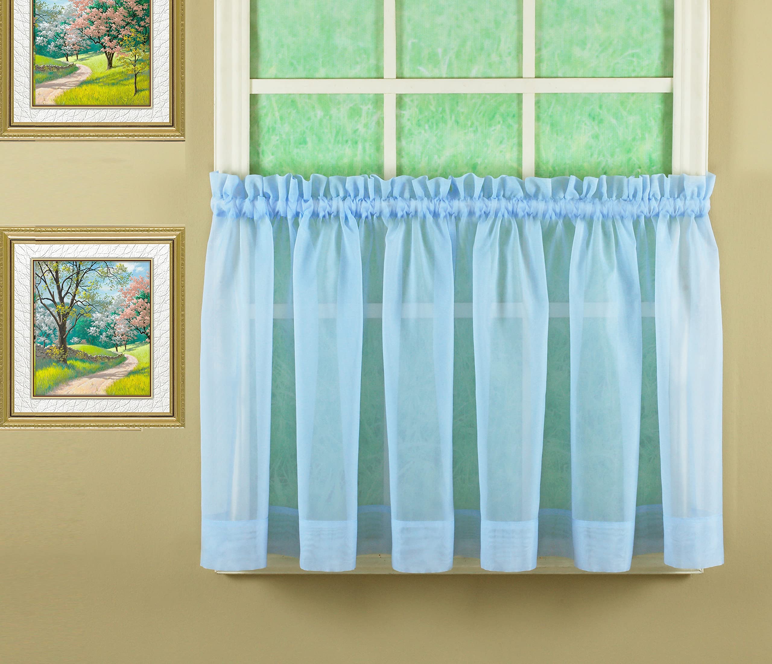 Today'S Curtain Emelia Original Voile Tier Pair 30', Sky Blue, 60' W X 30' L