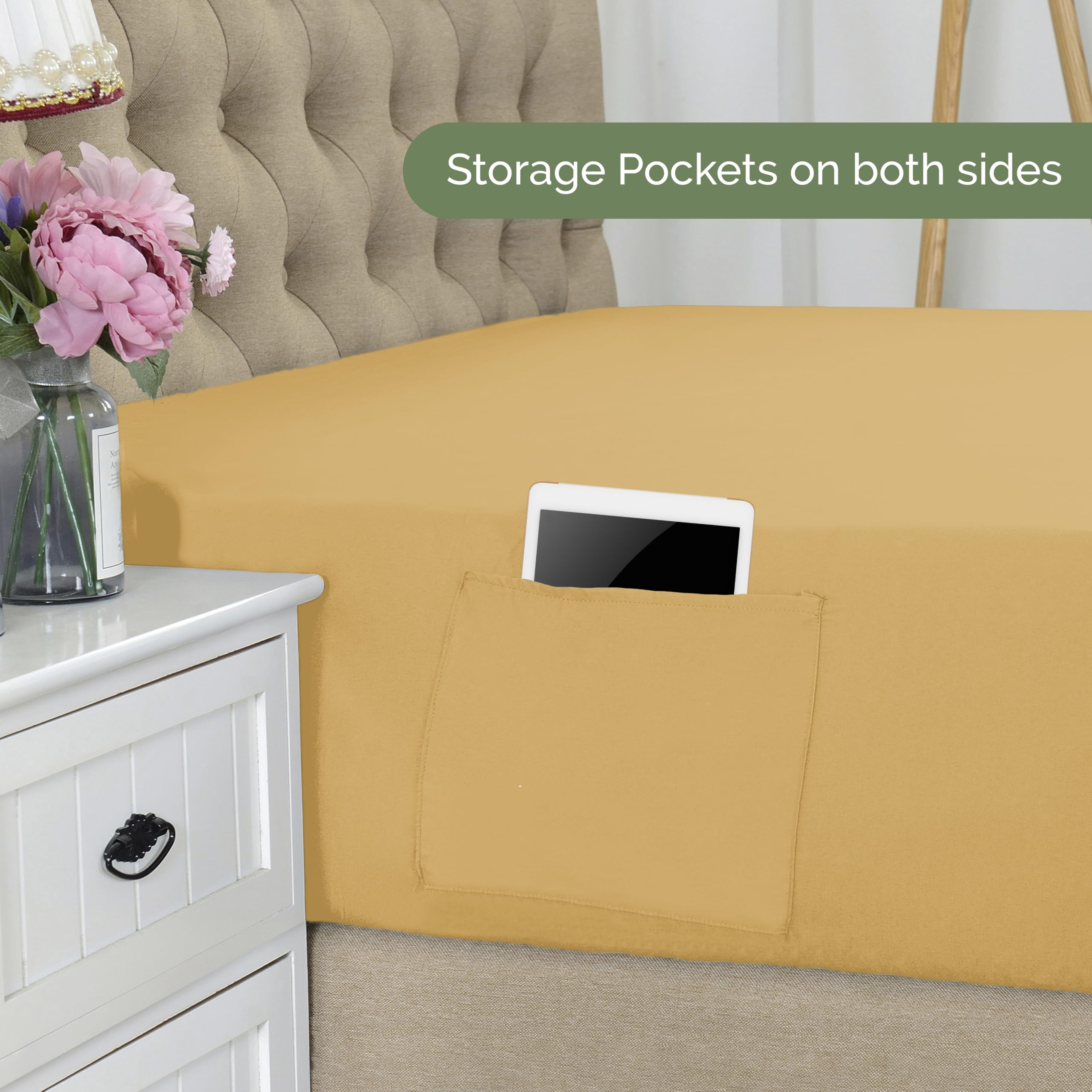 Elegant Comfort 1500 Premium Hotel Quality 18-21 Inches Deep - Extra Deep Pocket Single Fitted Sheet For High Mattress, Luxury And Softest, Smart Pocket - Wrinkle Free, Twin/Twin Xl, Gold