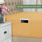 Elegant Comfort 1500 Premium Hotel Quality 18-21 Inches Deep - Extra Deep Pocket Single Fitted Sheet For High Mattress, Luxury And Softest, Smart Pocket - Wrinkle Free, Twin/Twin Xl, Gold
