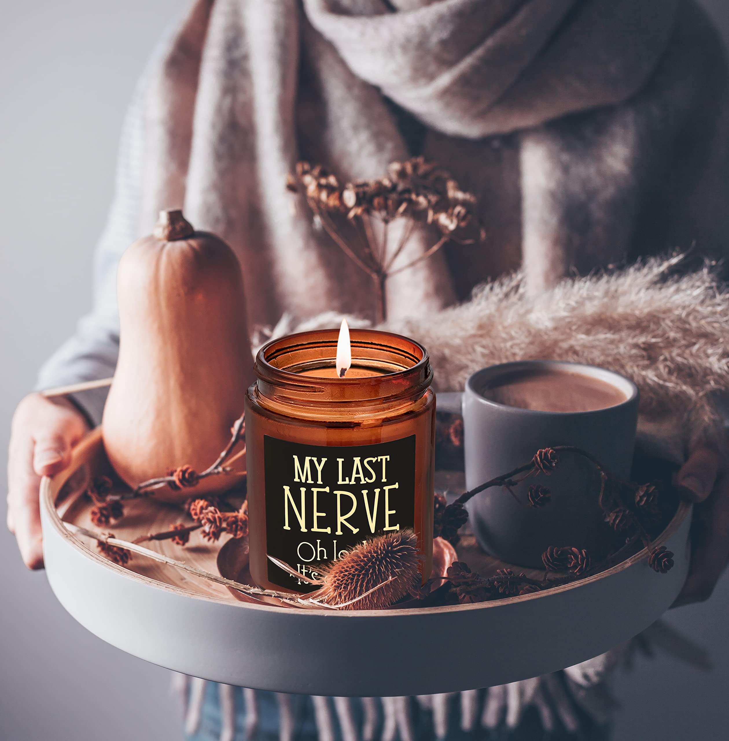 Briojoy Funny Gifts For Women Men - My Last Nerve Soy Candle - Birthday Gift For Her Wife Sister - Best Friend, Girlfriend Gift