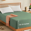 Manyshofu Queen Extra Deep Pocket Fitted Sheet Only - 1800 Thread Count Hotel Deep Fitted Sheet Up To 24 Inches Mattress, Sage G