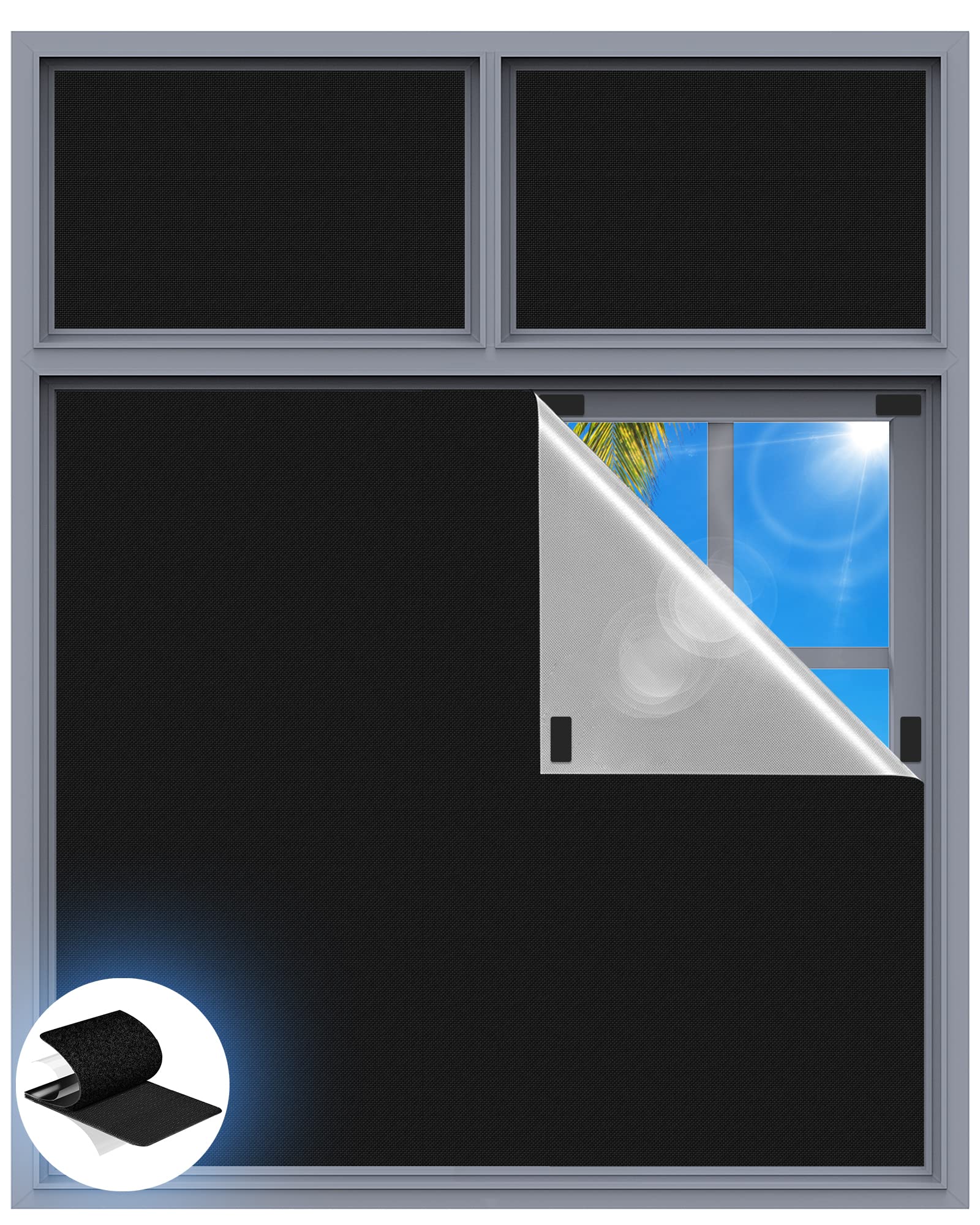 Blackout Curtains For Bedroom, 100' X 58' Portable Blackout Blinds With 20 Sets Hooks & Loops Strips For 100% Blackout Window