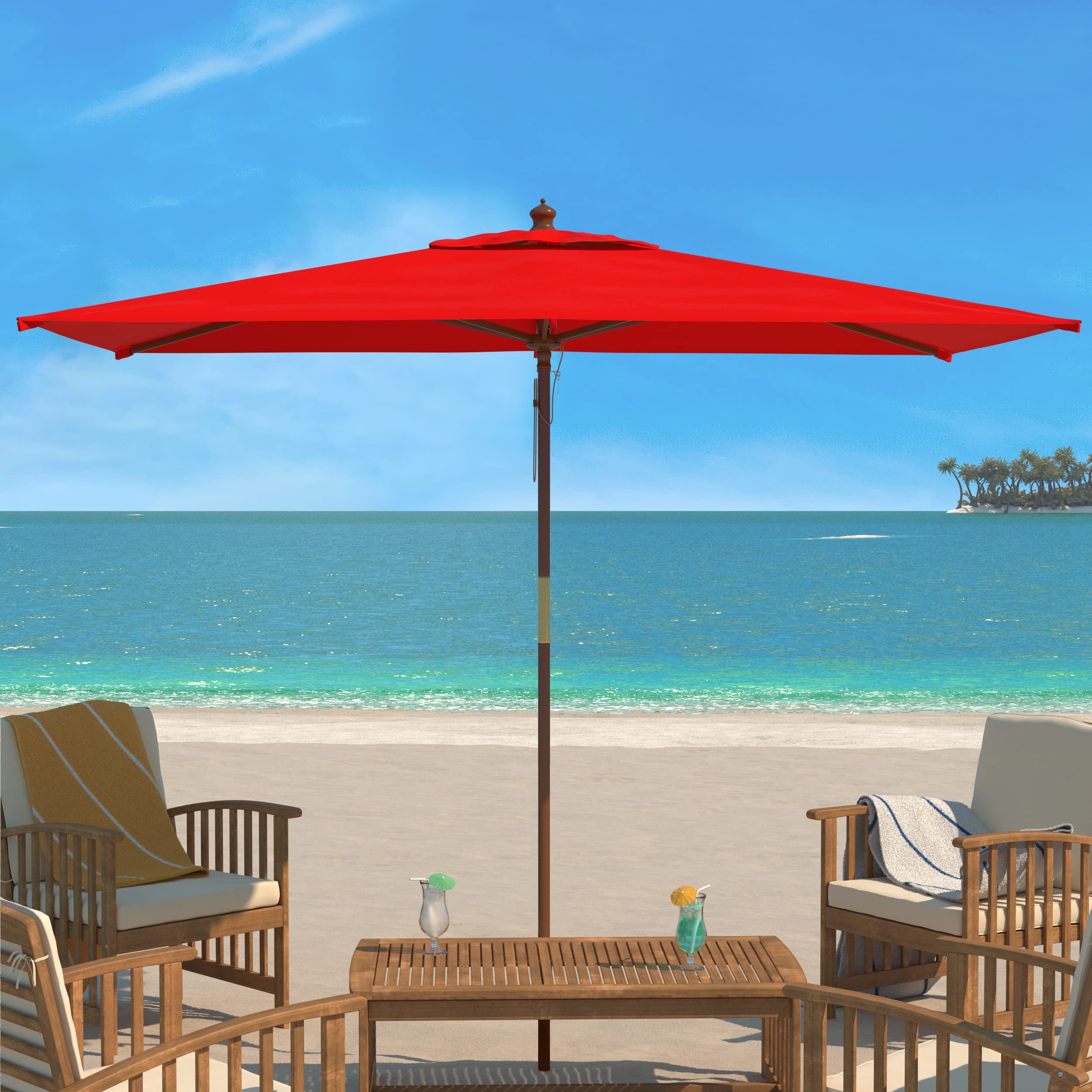 Safavieh PAT8309D Outdoor Collection PAT8309 Umbrella, Red