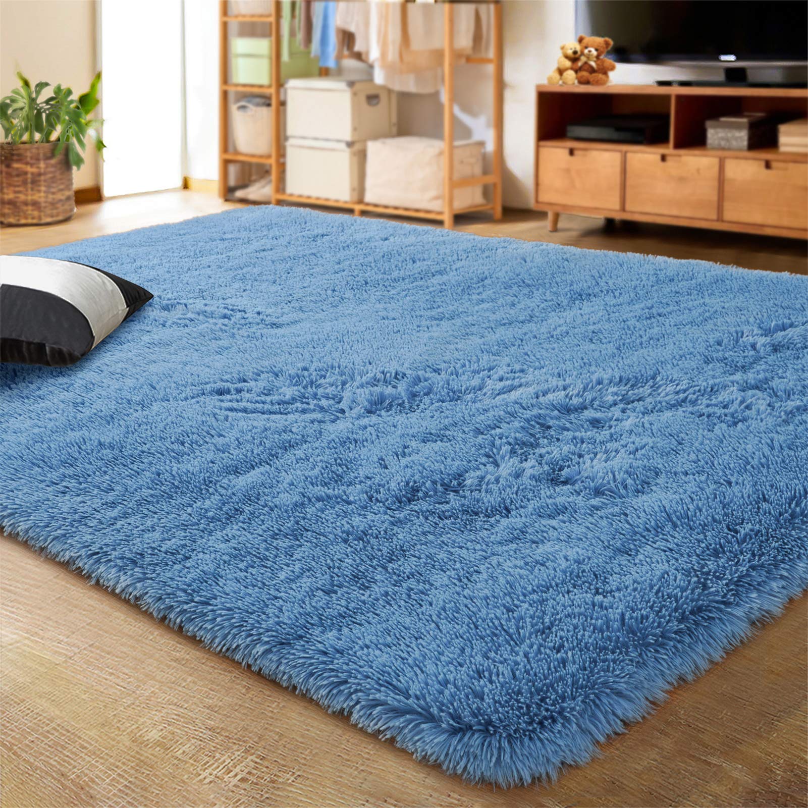 LOCHAS Ultra Soft Indoor Modern Area Rugs Fluffy Living Room Carpets for Children Bedroom Home Decor Nursery Rug 5.3x7.5 Feet, C
