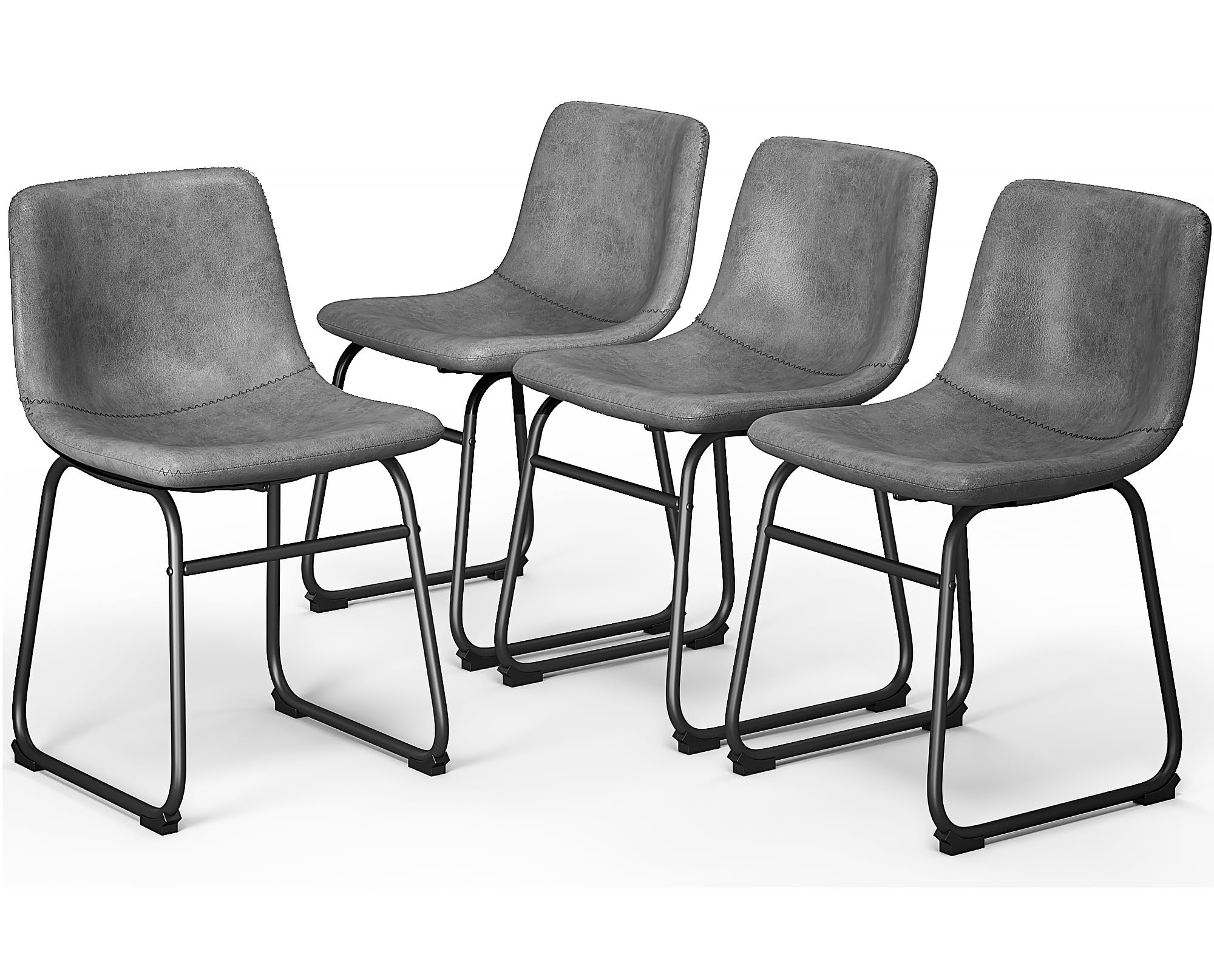 Yafiti 18 Inch Dining Chairs Set Of 4, Modern Upholstered Dining Room Dining Chairs With Pu Leather Cushions And Metal Legs, Mid