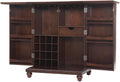 Crosley Furniture Cambridge Expandable Bar Cabinet with Storage Shelves, Drawer, and Wine Rack, Vintage Mahogany