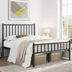 Yaheetech 14 Inch Full Size Bed Frame Metal Platform Bed With Spindle Headboard Footboard/Mattress Foundation/No Box Spring Needed/Underbed Storage Space/Steel Slat Support/Easy Set Up, Black