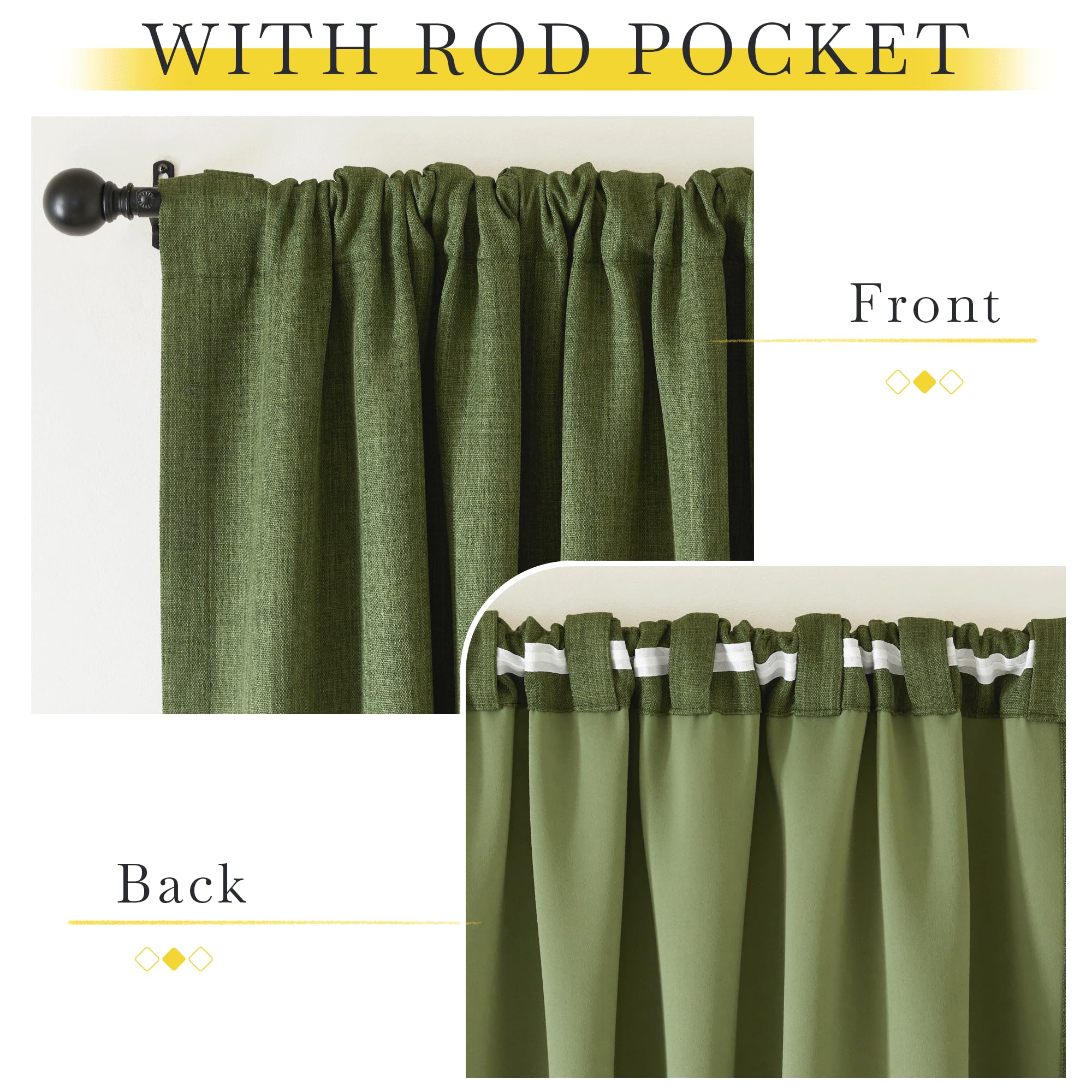 Nicetown Room Darkening Faux Linen Curtains For Living Room, Pinch Pleated Linen Burlap Textured Light Blocking Noise Dampening