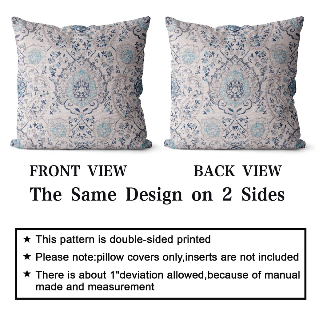 Snycler Boho Throw Pillow Covers 18X18 Inch Set Of 2 Terracotta Rust Blue Colored Throw Pillows Double Sided Boho Home Soft Deco